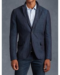 John Varvatos | Blue Linen Cotton Jacket With Wire Insert for Men | Lyst
