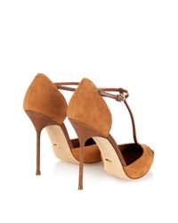 Sergio Rossi Brown Snakeskin And Suede Pumps