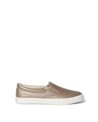 Ralph Lauren | Gold Cedar Metallic Leather Sneaker | Lyst