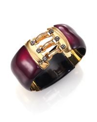 Alexis Bittar | Purple Pop Surrealist Lucite, Mother-of-pearl & Crystal Hook-and-eye Bangle Bracelet | Lyst