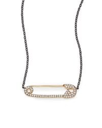 Adriana Orsini | PavÉ Blackened Sterling Silver Safety Pin Necklace | Lyst