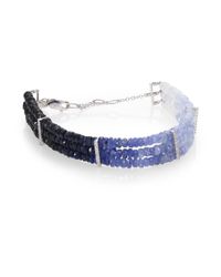 Meira T | Blue Sapphire & 14k White Gold Ombre Three-row Beaded Bracelet | Lyst