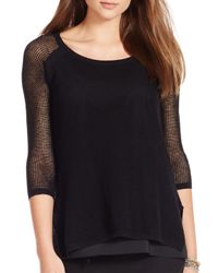 Ralph Lauren | Black Lauren Petites Linen-blend Mesh Sweater | Lyst