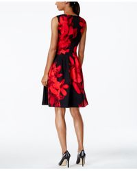 calvin klein red and black floral dress