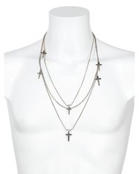 Emanuele Bicocchi | Metallic Limit.Ed Thin Crosses Silver Necklace for Men | Lyst