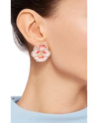 Alison Lou | Pansy Pink Enamel And Diamond Earrings | Lyst
