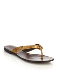 Tory Burch | Thora Metallic Leather Thong Sandals | Lyst