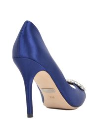 Badgley Mischka | Blue Embellished Satin Pumps | Lyst