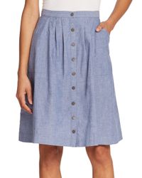 button front chambray skirt