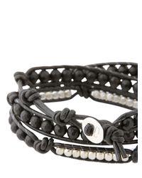 Colana | Black Leather Wrap Bracelet With Onyx | Lyst