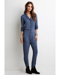 blue utility jumpsuit