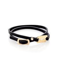 McQ | Black Leather Mini Doublewrap Razor Bracelet | Lyst