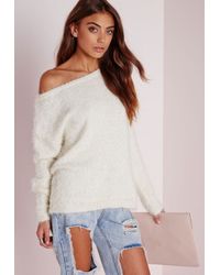 fluffy off the shoulder sweater