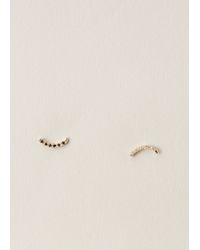 Wwake | Metallic Yellow Gold With White/black Diamonds Micropave Curved Line Earrings | Lyst