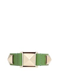 Valentino | Green 'rockstud' Macro Leather Bracelet | Lyst