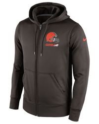 hoodie zip nike georgia fleece ko sideline browns cleveland bulldogs gray lyst brown