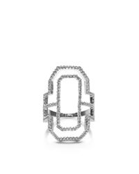 Fallon | Metallic Sterling Silver Emerald Silhouette Cut-out Ring | Lyst