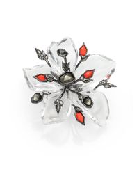 Alexis Bittar | Red Cubist Lucite, Pyrite & Crystal Spiked Flower Pin | Lyst