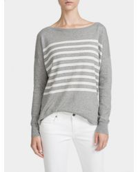 White + Warren | Metallic Essential Cotton Striped Bateauneck | Lyst