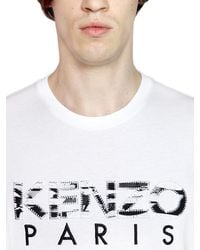 KENZO | White Cotton T-shirt With Printed Logo Patches for Men | Lyst