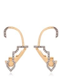 Schield | Metallic Cyborg Line Sculpture Pave Earrings | Lyst