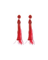 Oscar de la Renta | Metallic Feather Tassel Earring | Lyst