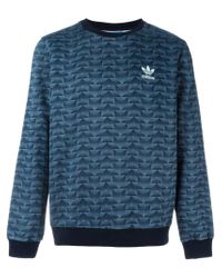adidas Originals Denim Chevron Pattern Sweatshirt in Blue Men - Lyst