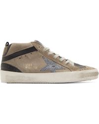 picture Golden Goose Mid Star Glitter Wing-Tip Sneakers grey and black wingtip midstar sneakers