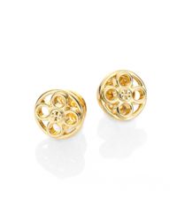 Tory Burch | Metallic Geometric Logo Stud Earrings | Lyst
