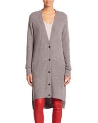 Vince | Gray Directional Rib Cashmere Cardigan | Lyst