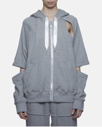 Nicopanda Gray Cut-out Hoodie for men