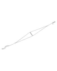 Anne Sisteron - 14kt White Gold Diamond Small Bar Double Chain Bracelet - Lyst