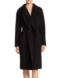 Vince | Black Draped Wool-blend Coat | Lyst