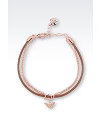 Emporio Armani | Pink Bracelet And Earrings In Rose Gold-plated Silver | Lyst