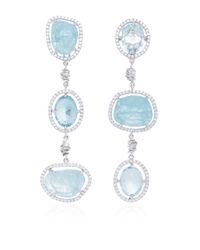 Jordan Alexander | Blue Mo Exclusive: One Of A Kind 18k White Gold Diamond And Aquamarine Earrings | Lyst