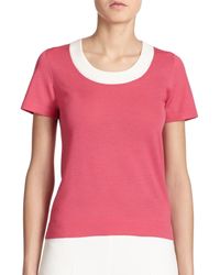 Akris Punto | Pink Contrast Wool Sweater | Lyst