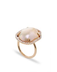 Jordan Alexander | Metallic Mo Exclusive: One Of A Kind 18k Rose Gold Diamond And Pearl Slice Ring | Lyst