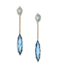 Alexis Bittar Fine | Royal Marquis London Blue Topaz, Diamond & 18K Yellow Gold Drop Earrings | Lyst