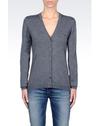 Armani Jeans | Gray Cardigan In Virgin Wool | Lyst
