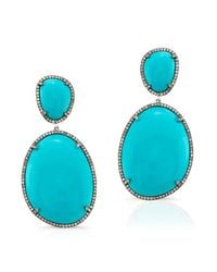 Anne Sisteron - Blue 14kt Oxidized White Gold Turquoise And Diamond Earrings - Lyst