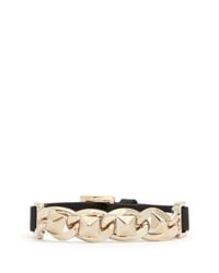 Valentino | Black Rockstud Chain Leather Bracelet | Lyst