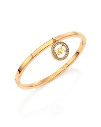 Michael Kors | Metallic Fulton Logo Charm Bangle Bracelet/goldtone | Lyst