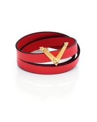 Valentino | Red Viva V Leather Wrap Bracelet | Lyst