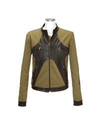 FORZIERI - Green Brown & Olive Italian Leather And Cotton Motorcycle Jacket for Men - Lyst