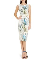 Ted Baker | Beige Loua Floral Sheath Dress | Lyst