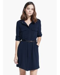 navy blue shirt dress with belt