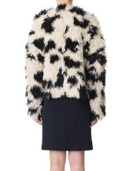 Tibi White Cozy Jacket - Ivory/black Multi