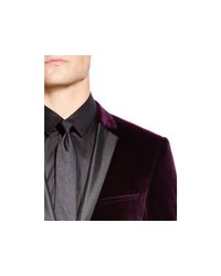 BOSS Purple Hugo Regular Fit Velvet Jacket With Satin Lapel for men