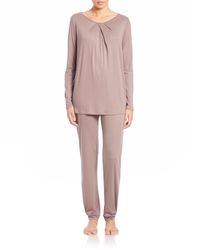 Hanro | Pink Nine Pleated Pajamas | Lyst