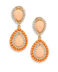 Kenneth Jay Lane | Orange Cabochon Clip-on Teardrop Earrings | Lyst